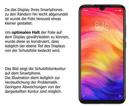 dipos Displayschutz für Xiaomi Redmi Y3, transparente Oberfläche, perfekte Passform auch für die Rundungen