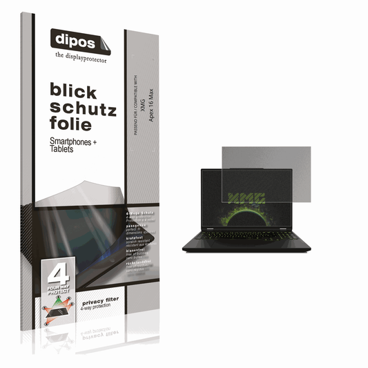Blickschutzfolie von dipos passend für XMG Apex 16 Max, präziser Zuschnitt und blasenfrei montiert