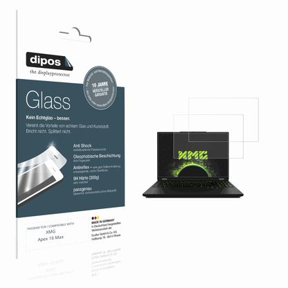 Matte Displayschutzfolie von dipos passend für XMG Apex 16 Max, 9H kratzfest und blasenfrei montiert