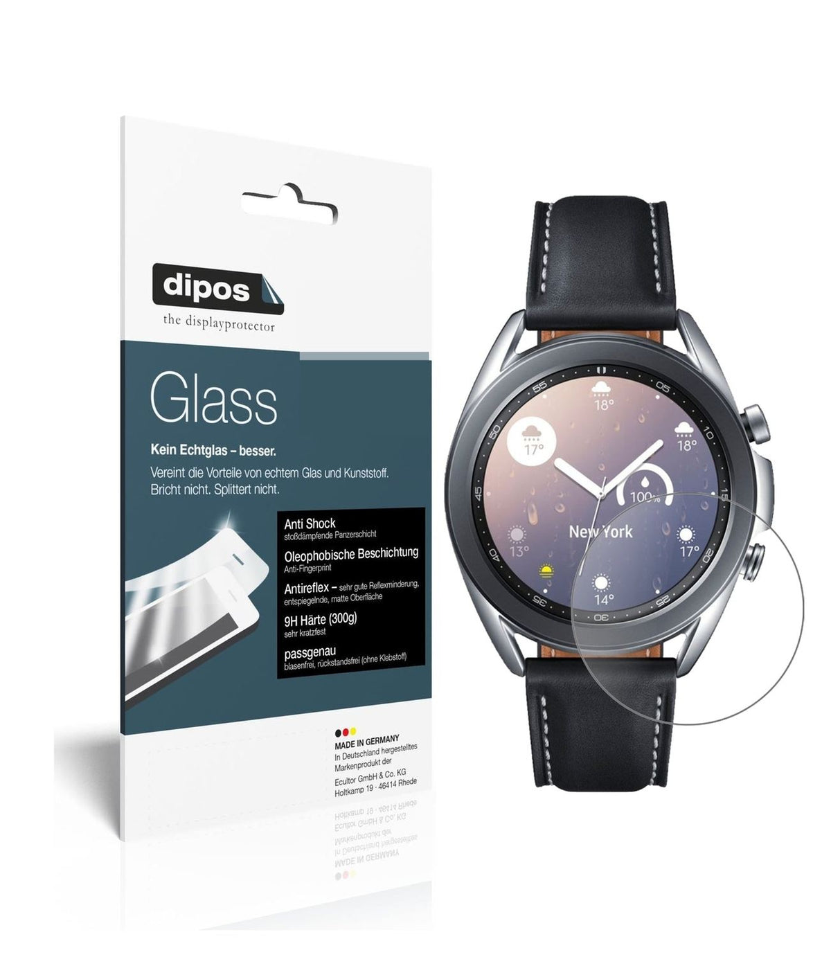 1x 9H Schutzfolie matt für Samsung Galaxy Watch 3 (41mm) Panzerfolie