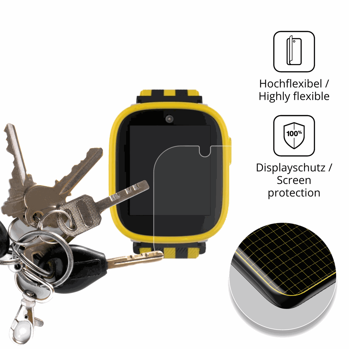 dipos Displayschutz f�r Xplora X6 Play BVB-Edition, transparente Oberfl�che, geringe Dicke und perfekte Passform