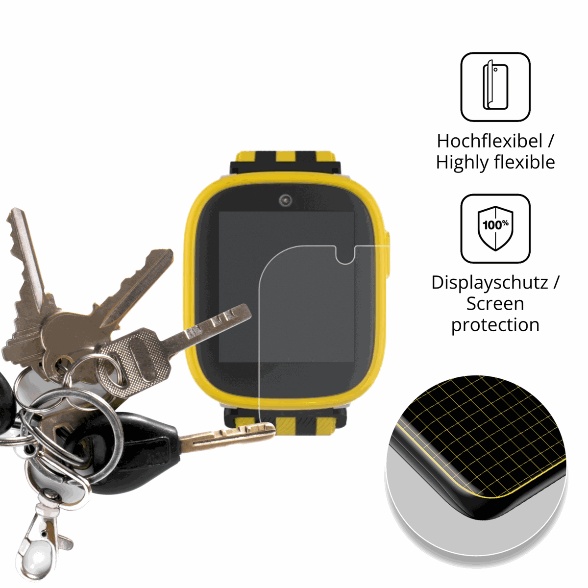 dipos Displayschutz f�r Xplora X6 Play BVB-Edition, transparente Oberfl�che, perfekte Passform auch f�r die Rundungen