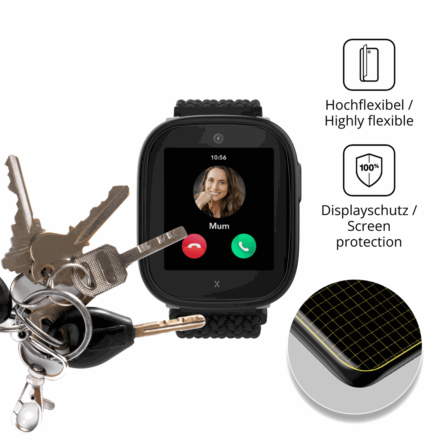 dipos Displayschutz für Xplora X6 Play eSIM (2. Generation), transparente Oberfläche, geringe Dicke und perfekte Passform