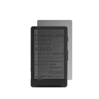 XteinkX4 eReader mit aufgebrachtem dipos Displayschutz, der seitliche Einblicke blockiert