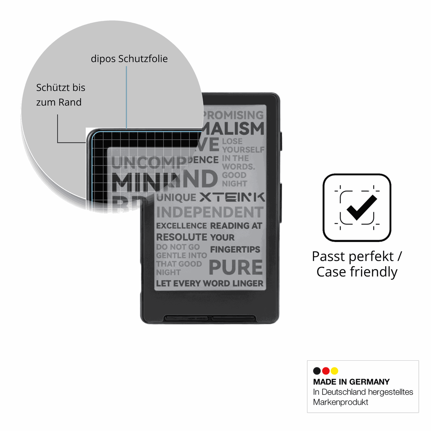 Schutzglasfolie mit optimaler Passform, zur Verwendung mit Hüllen geeignet