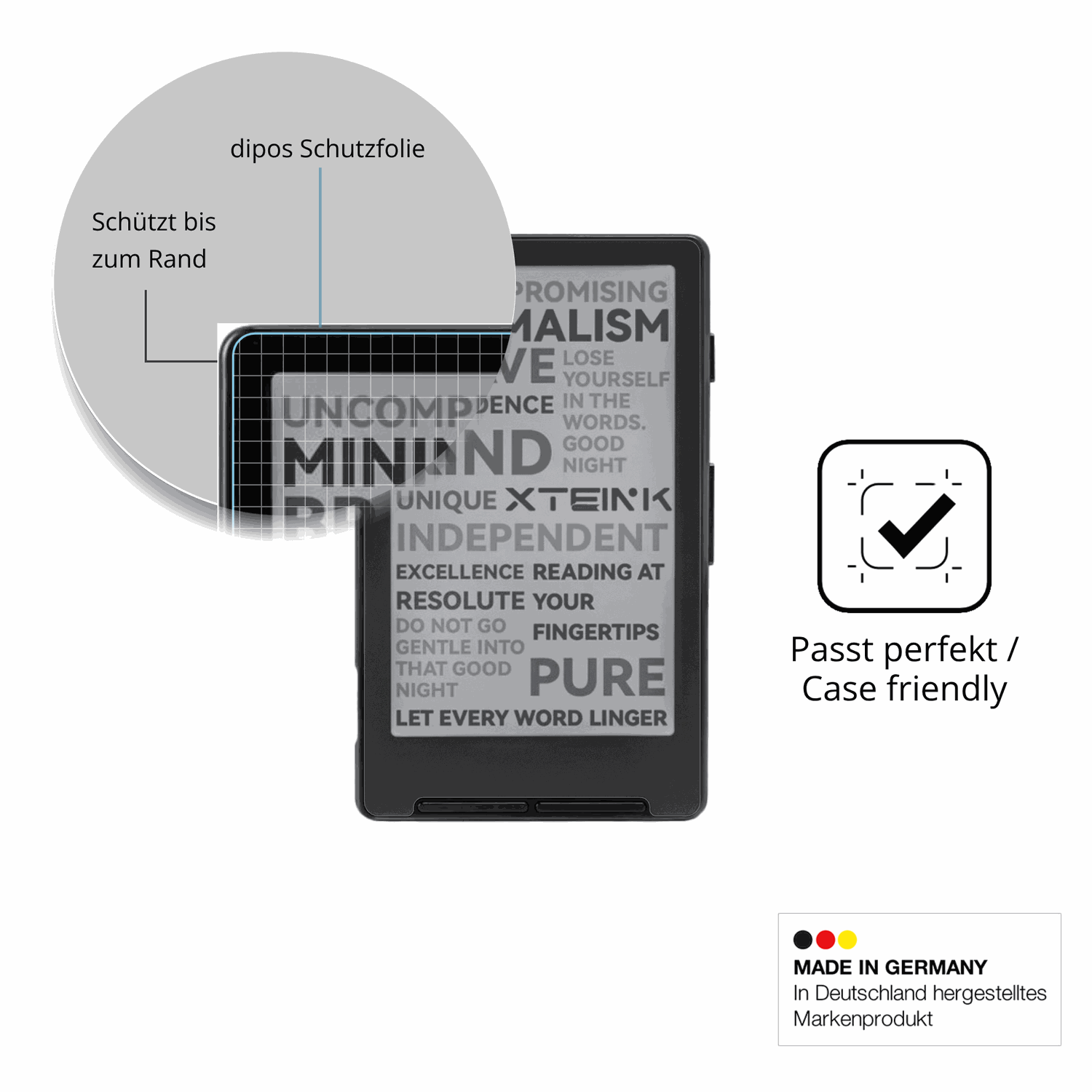 Schutzglasfolie mit optimaler Passform, zur Verwendung mit Hüllen geeignet