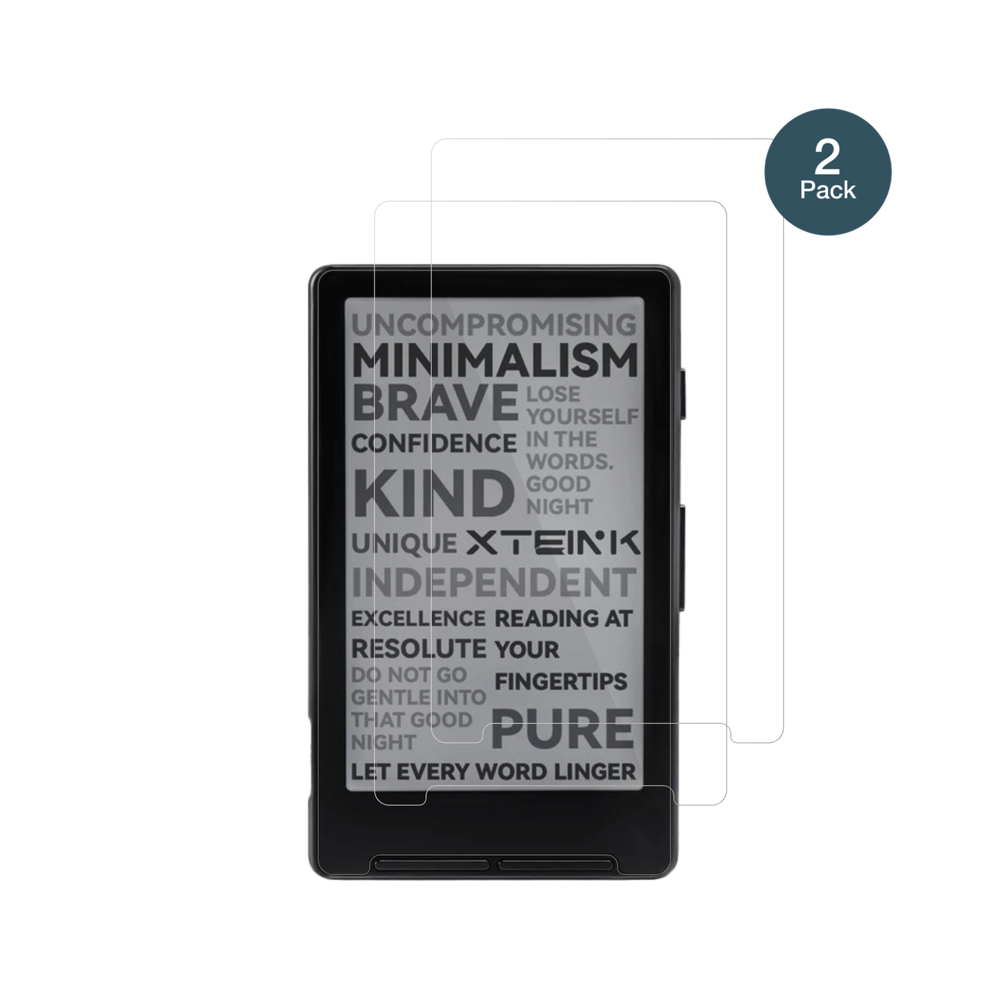 XteinkX4 eReader mit aufgebrachter dipos Flex Schutzfolie, glasklare Darstellung ohne Einschränkungen