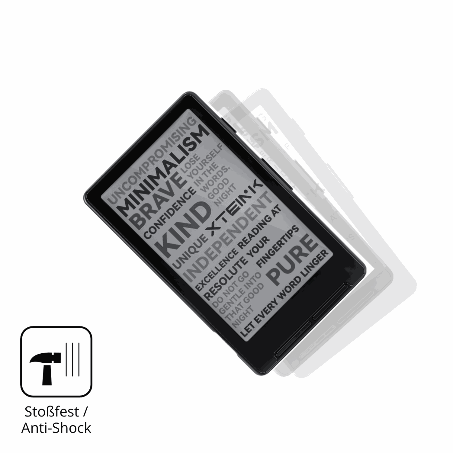 Schutz gegen Kratzer auf dem Xteink X4 eReader Glas durch Schlüssel, Stöße gegen die Tischkante oder Stürze