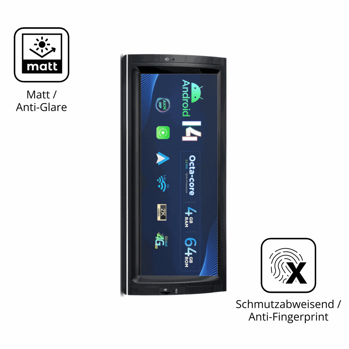 2x Schutzfolie matt für Xtrons PX1453BLHGS 10.25 Zoll Display-Schutzfolie