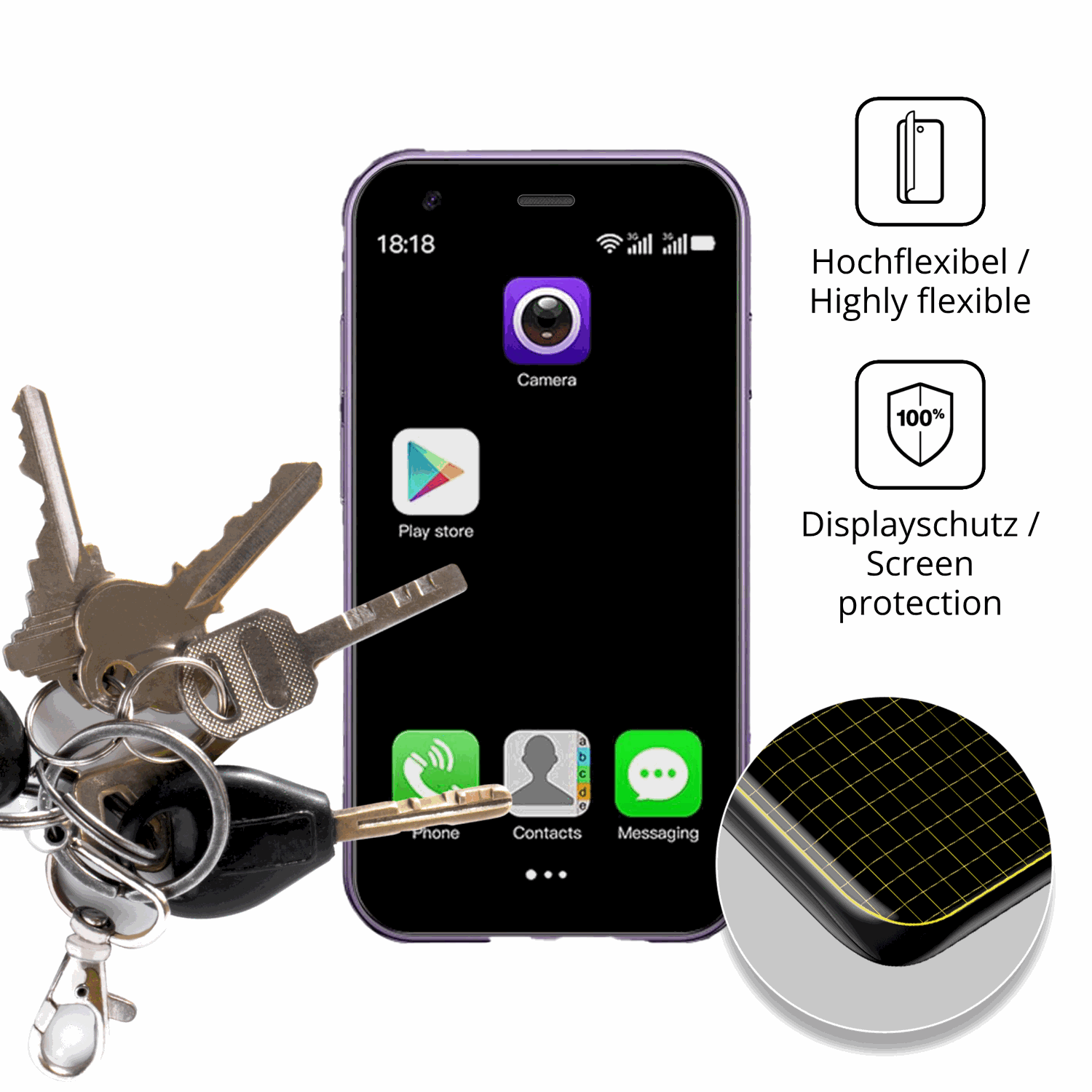 dipos Displayschutz für XUMIUZIY Mini Smartphone 3.0, transparente Oberfläche, geringe Dicke und perfekte Passform