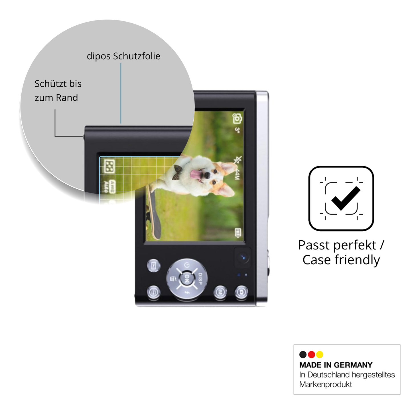Schutzglasfolie mit optimaler Passform, zur Verwendung mit Hüllen geeignet