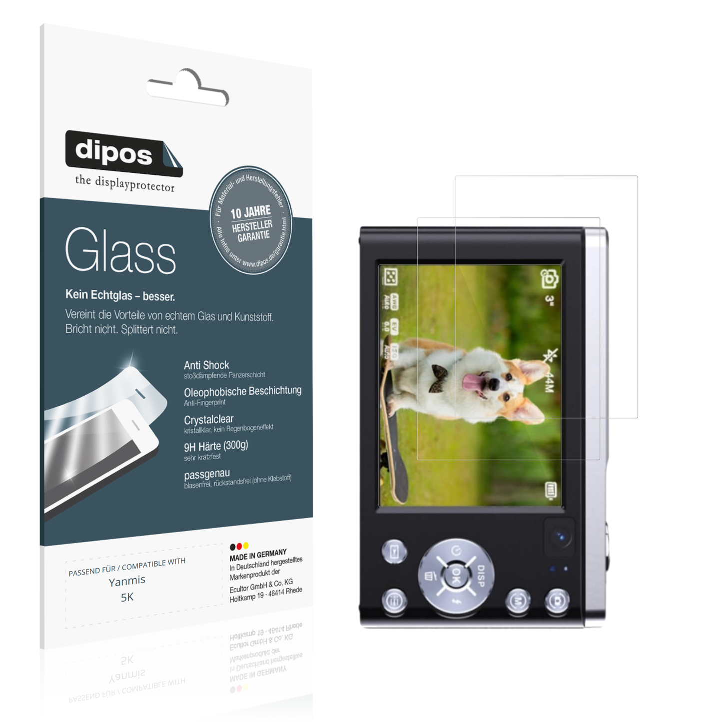Klare Displayschutzfolie von dipos passend für Yanmis 5K, 9H kratzfest und blasenfrei montiert