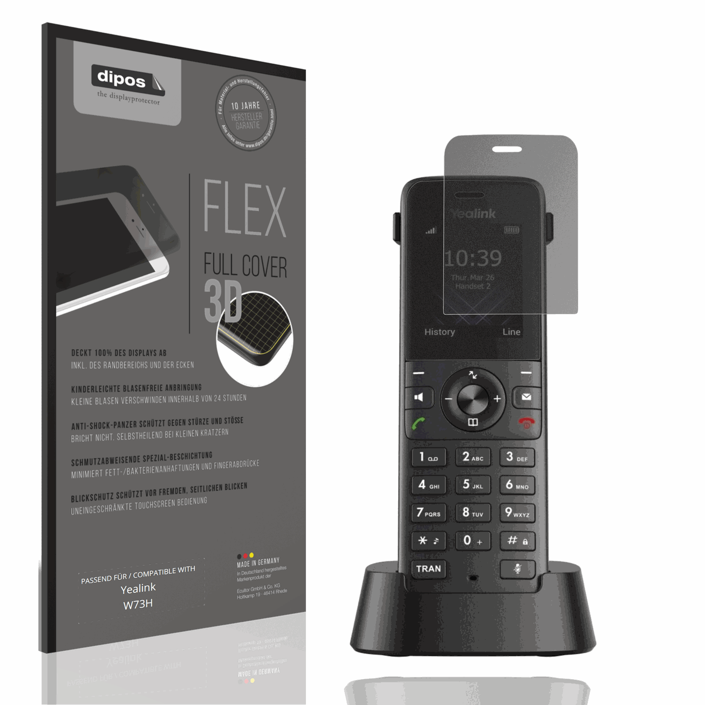 Blickschutzfolie von dipos passend für Yealink W73H, 100% Displayabdeckung und blasenfreie Montage