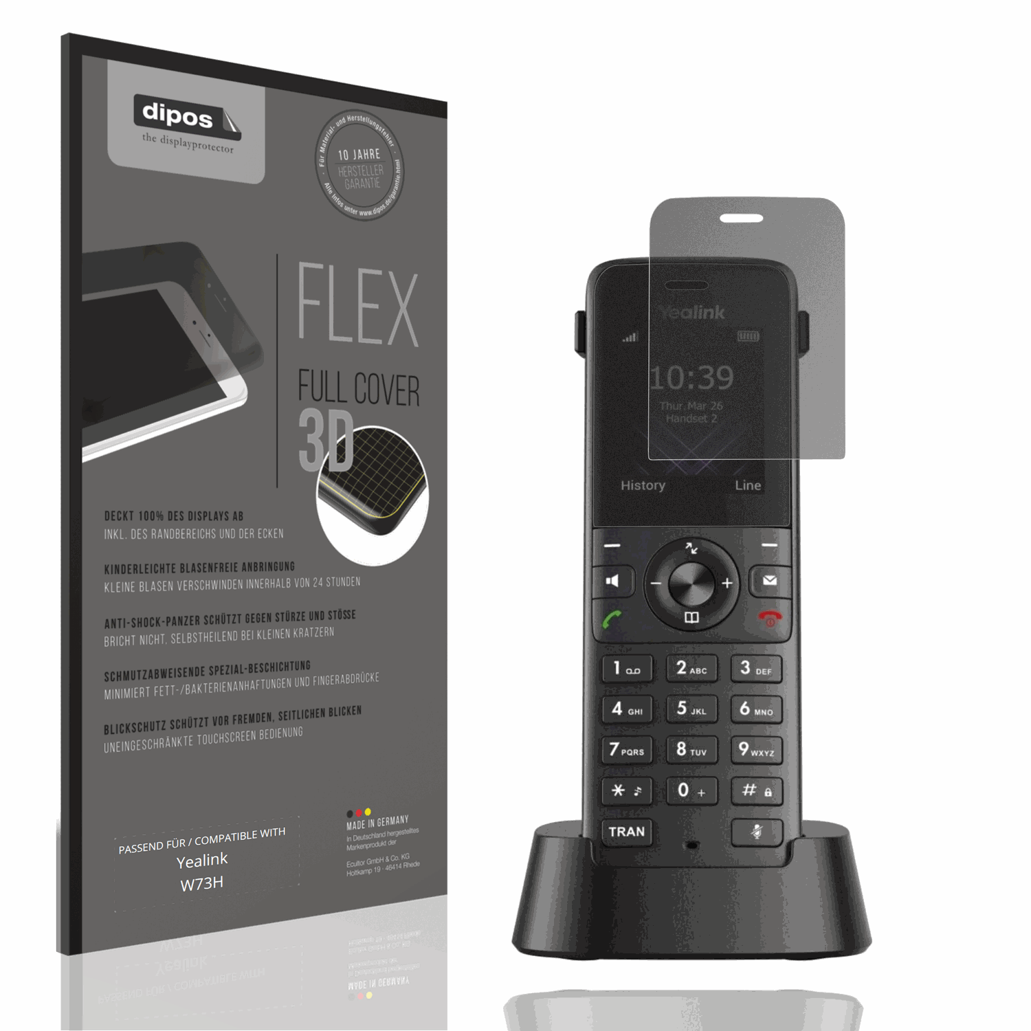 Blickschutzfolie von dipos passend für Yealink W73H, 100% Displayabdeckung und blasenfreie Montage