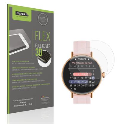Matte Displayschutzfolie von dipos passend für Yoever Smartwatch 1.27 Zoll, 100% Displayabdeckung und blasenfreie Montage