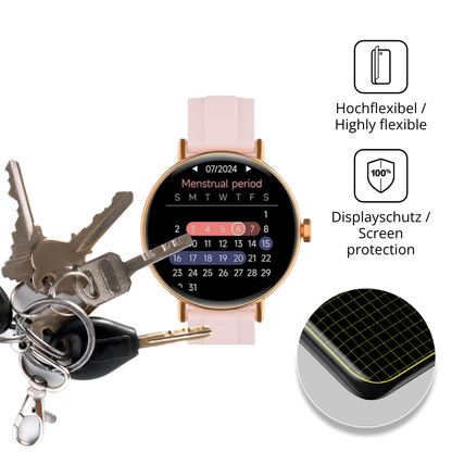 dipos Displayschutz für Yoever Smartwatch 1.27 Zoll, transparente Oberfläche, geringe Dicke und perfekte Passform