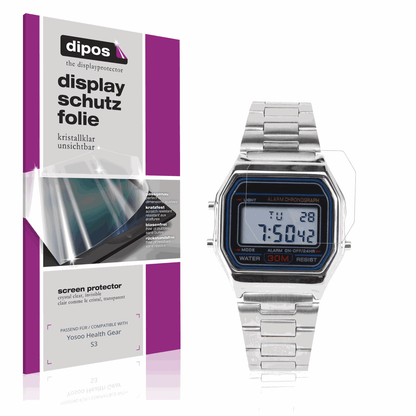 Klare Displayschutzfolie von dipos passend für Yosoo Health Gear S3, präziser Zuschnitt und blasenfrei montiert