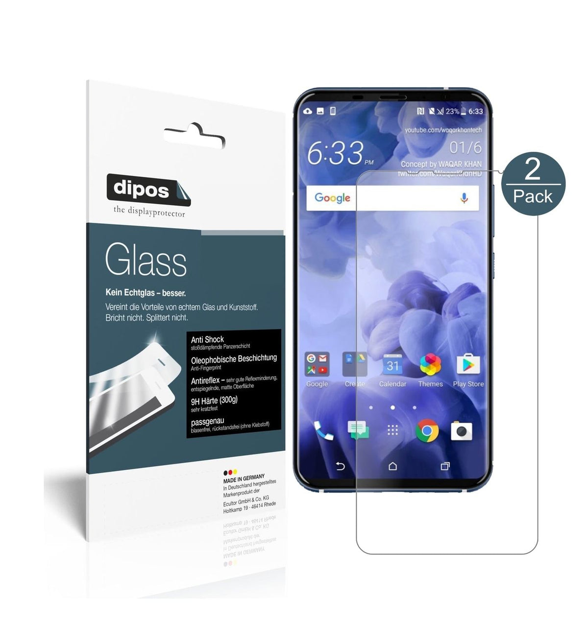 1x 9H Schutzfolie matt für HTC U11 Plus Panzerfolie