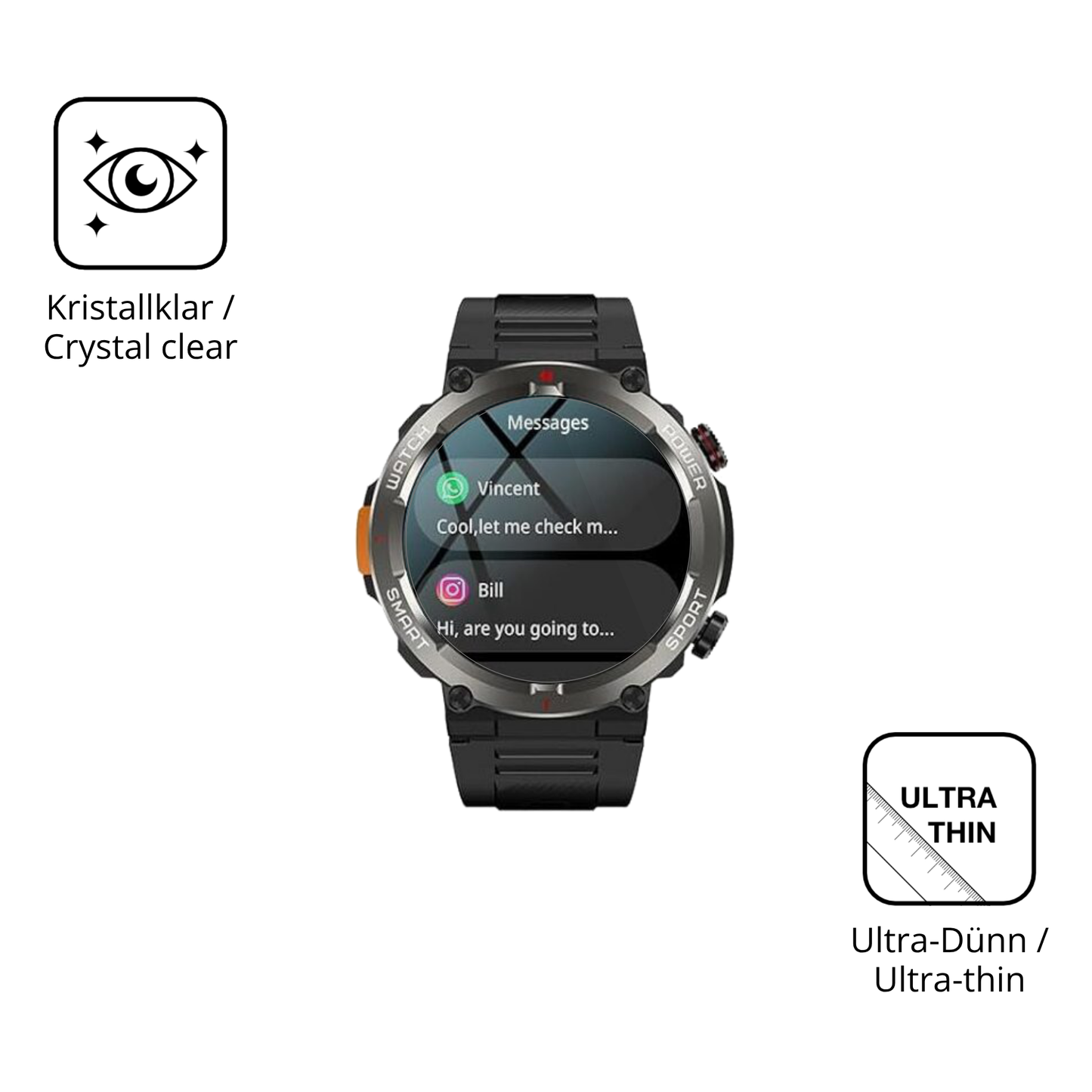 Dünne und klare Folie passend zugeschnitten für Yxtel W50 Pro