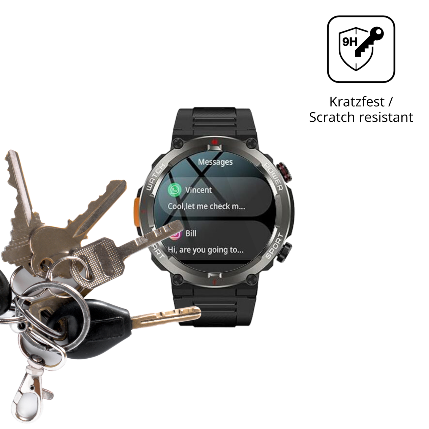 dipos Displayschutz für Yxtel W50 Pro, transparente Oberfläche, perfekte Passform auch für die Rundungen