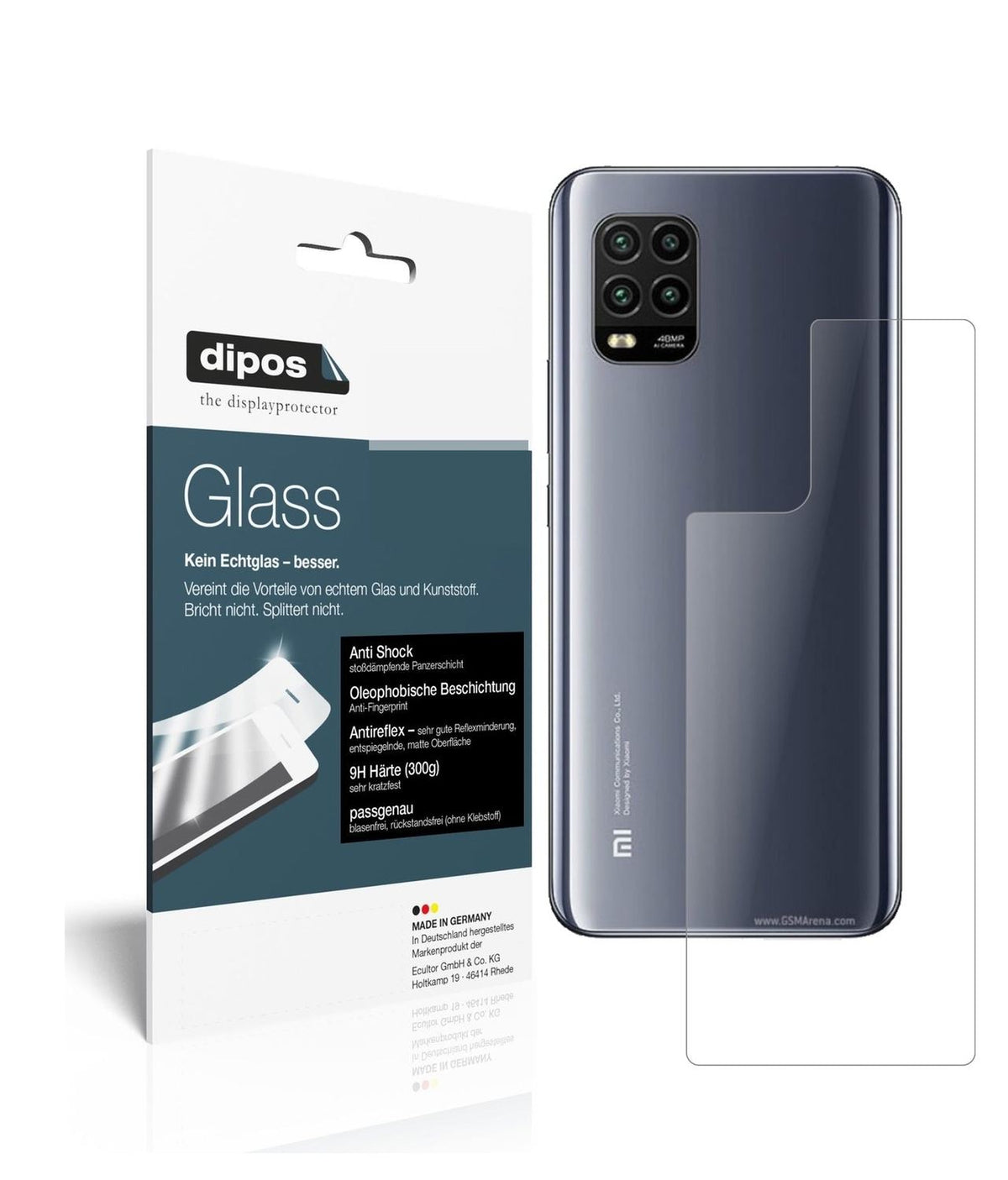 1x 9H Schutzfolie matt für Xiaomi Mi 10 Lite 5G Rückseite Panzerfolie