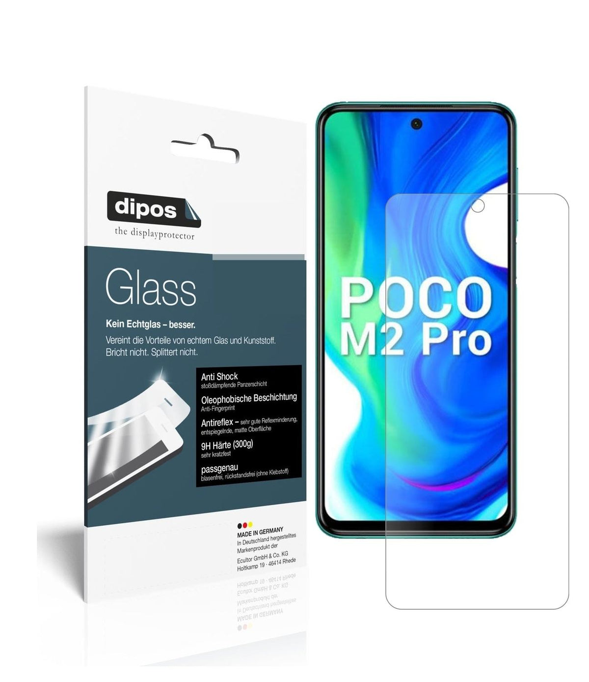 1x 9H Schutzfolie matt für Xiaomi Poco M2 Pro Panzerfolie