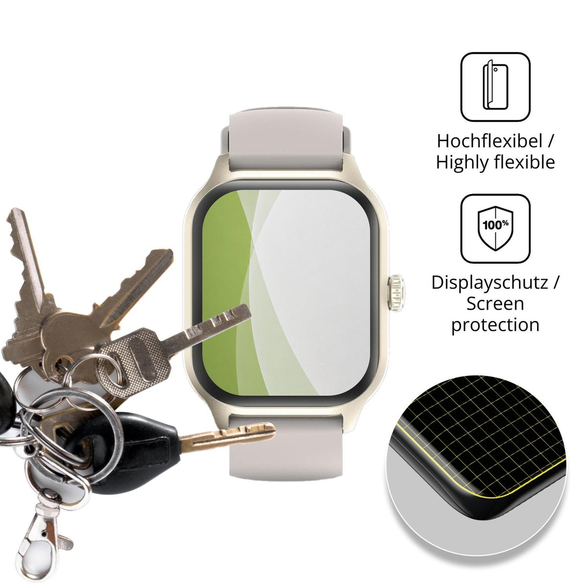 dipos Displayschutz für zaisia QS19, transparente Oberfläche, perfekte Passform auch für die Rundungen