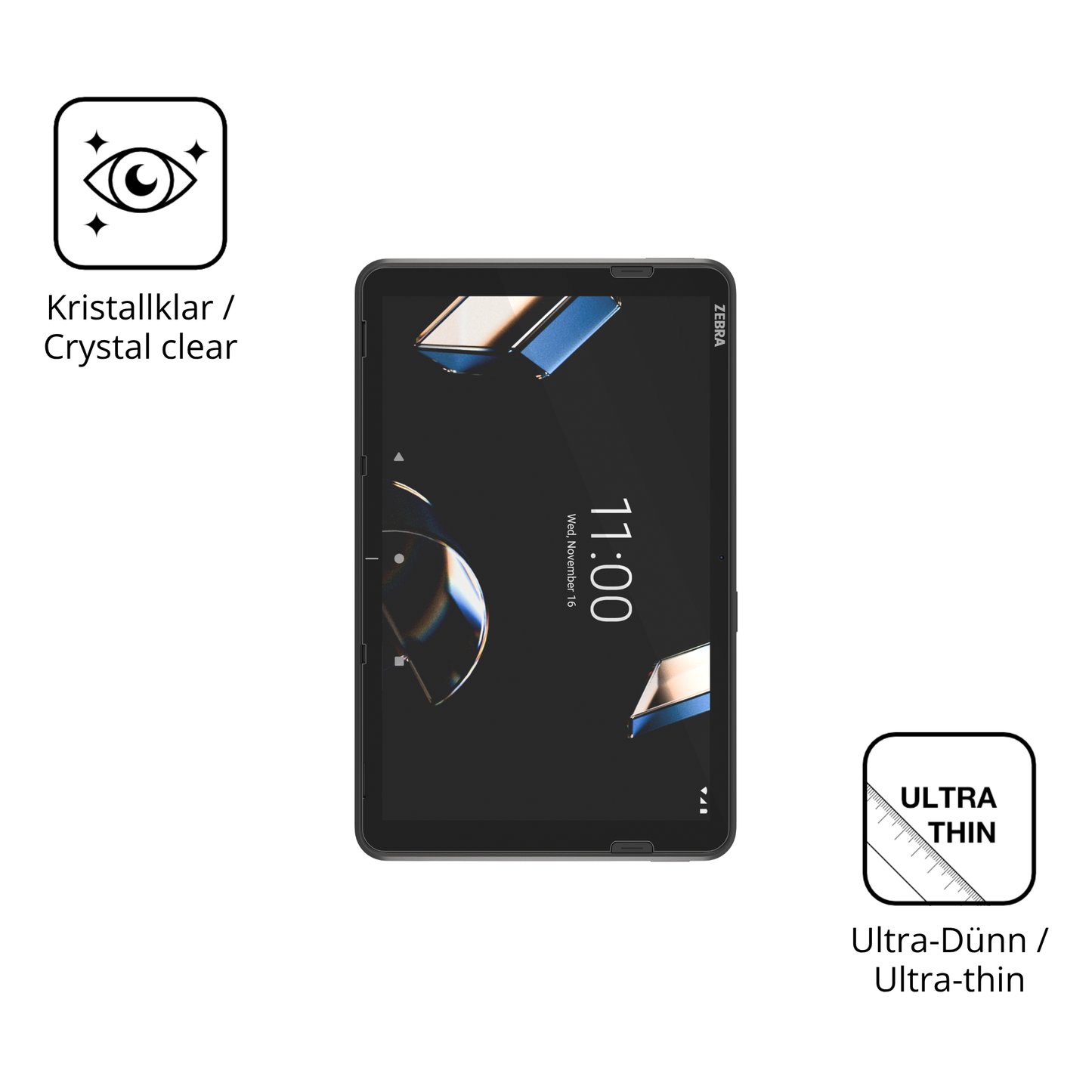 Dünne und klare Folie passend zugeschnitten für Zebra ET401 10.1