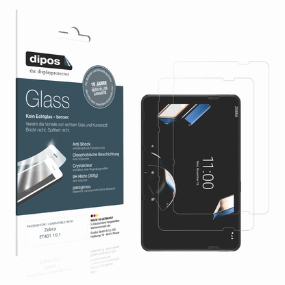 Klare Displayschutzfolie von dipos passend für Zebra ET401 10.1, 9H kratzfest und blasenfrei montiert