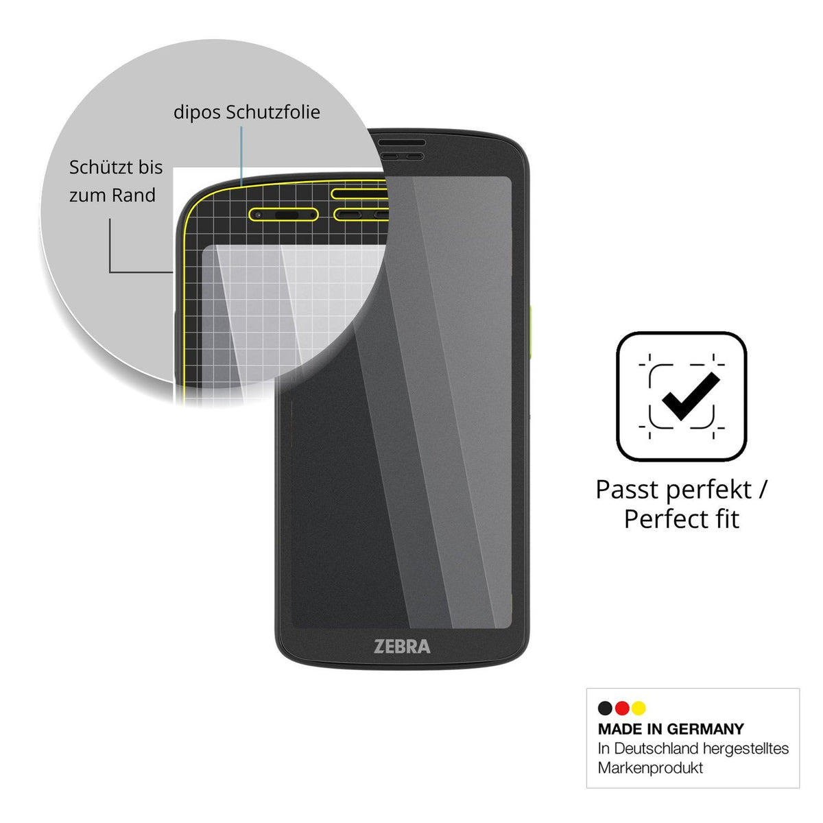 Blickschutzfolie für Zebra TC201 matt Schutzfolie Privacy