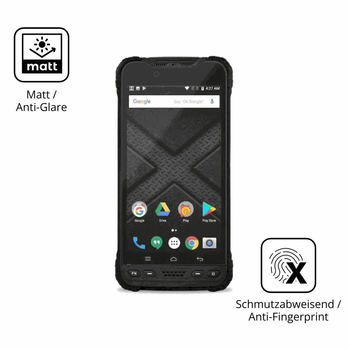 Dünne und entspiegelnde Folie passend zugeschnitten für Zebra Xplore M60
