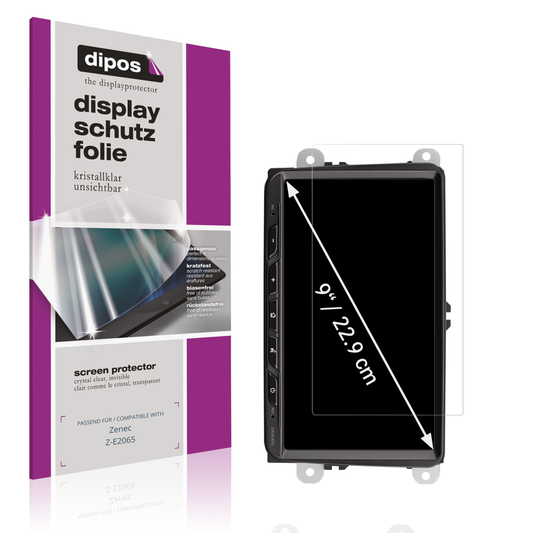 Klare Displayschutzfolie von dipos passend für Zenec Z-E2065, präziser Zuschnitt und blasenfrei montiert