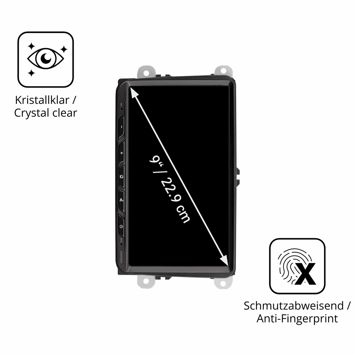 Flexible TPU-Folie passend zugeschnitten für Zenec Z-E2065, vollständige Abdeckung