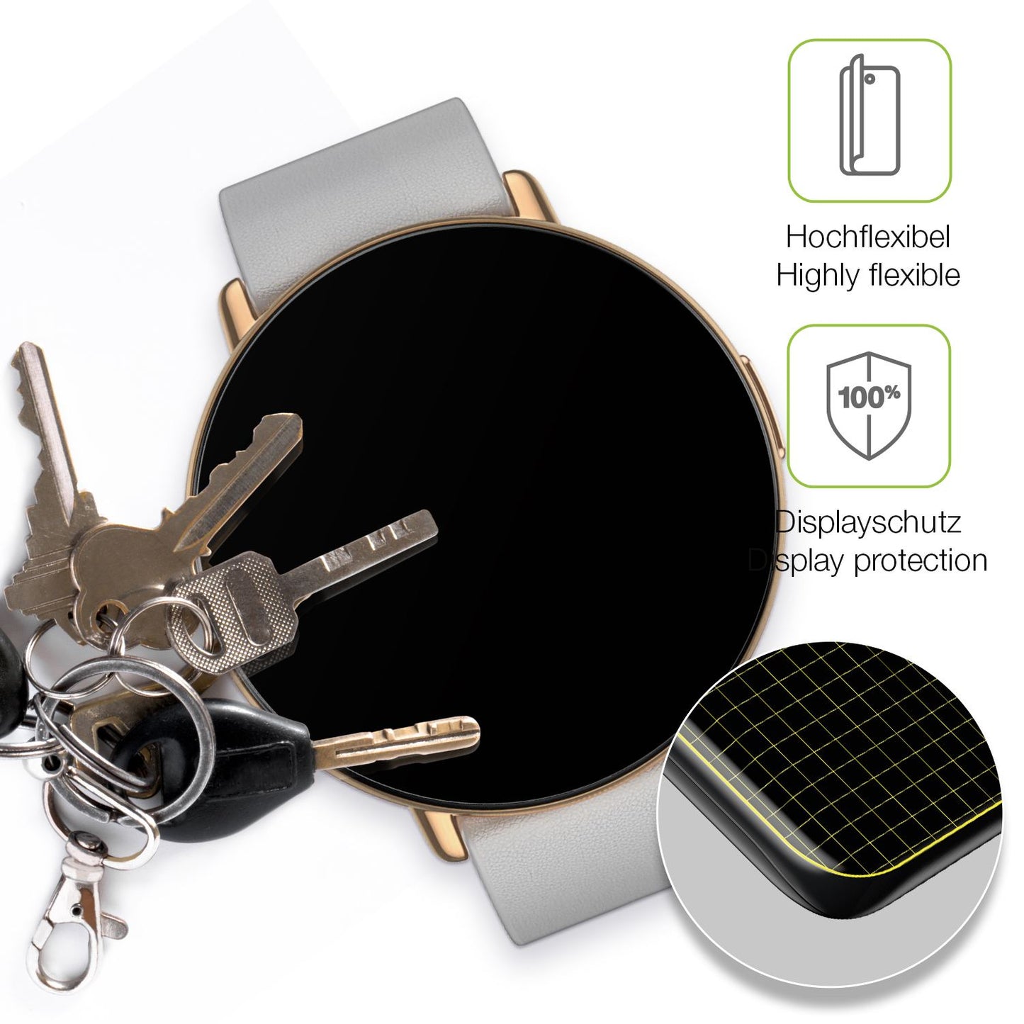 dipos Displayschutz für Zepp E Smartwatch, transparente Oberfläche, perfekte Passform auch für die Rundungen