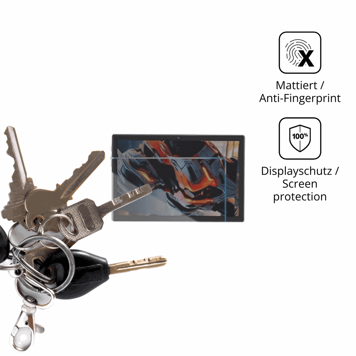 dipos Displayschutz für ZIOVO E15, mattierte Oberfläche, Blickschutzfilter und perfekter Passform