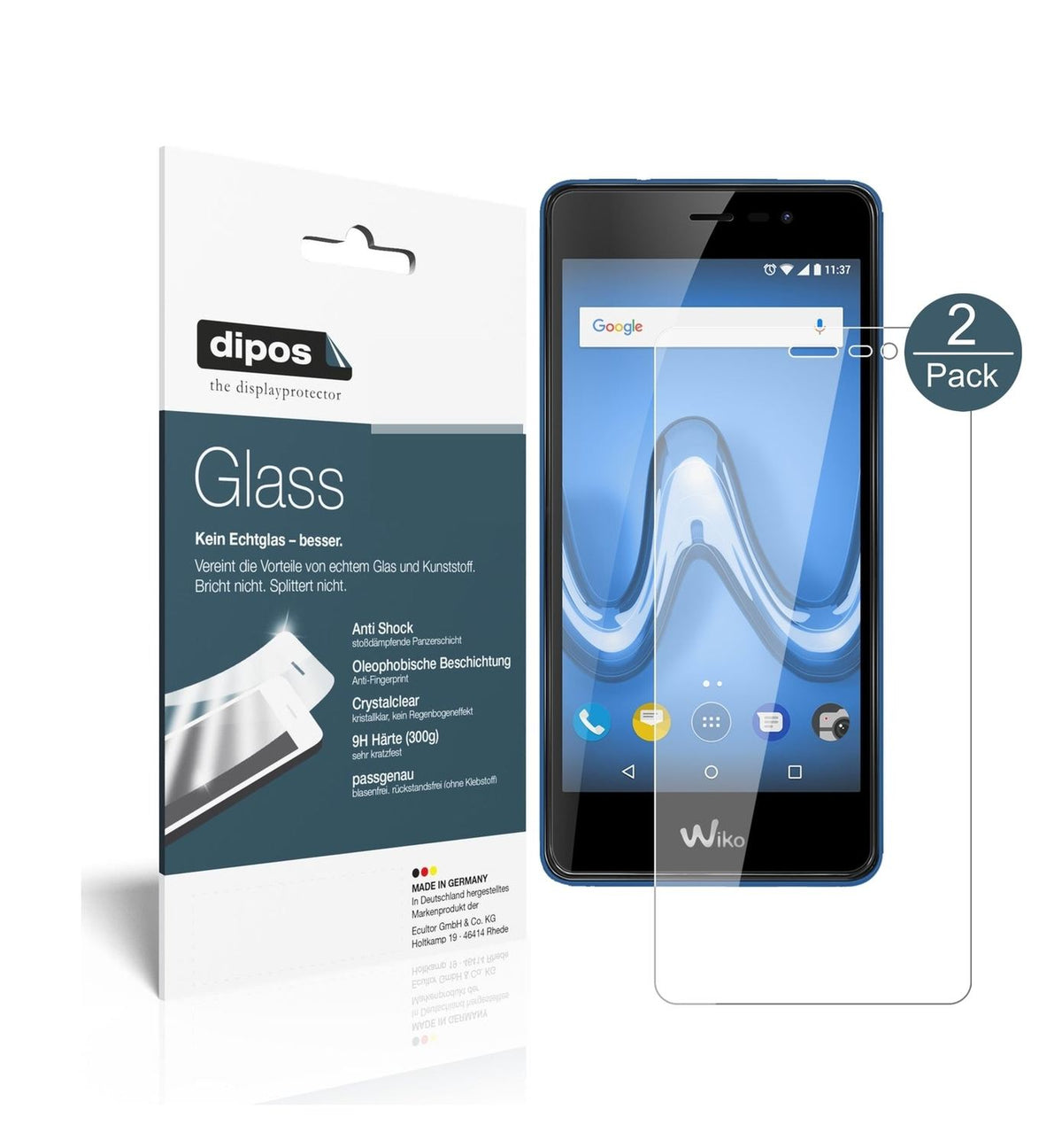 1x 9H Schutzfolie für Wiko Tommy 2 Plus Panzerfolie