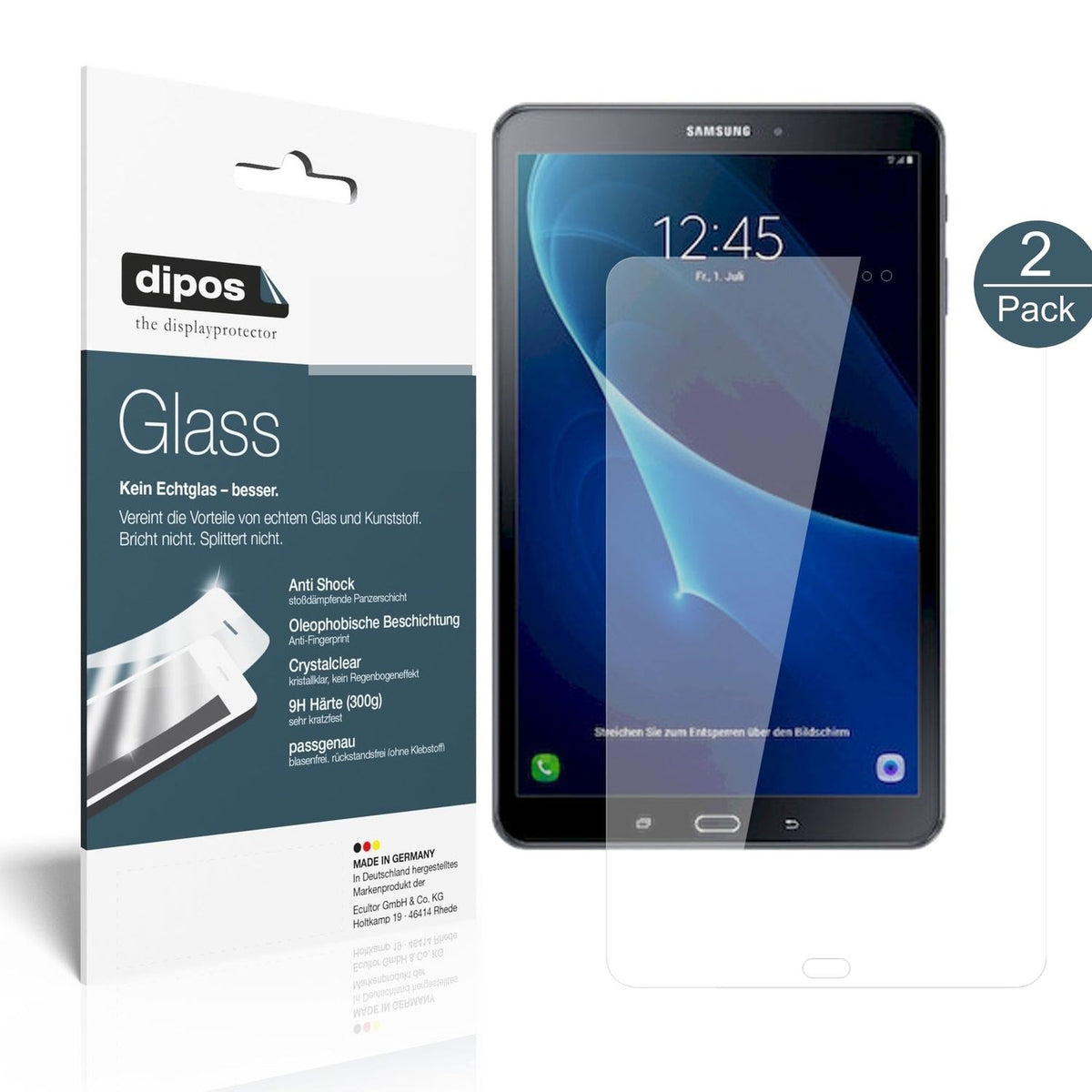 1x 9H Schutzfolie für Samsung Galaxy Tab A 10.1 (2016) Panzerfolie