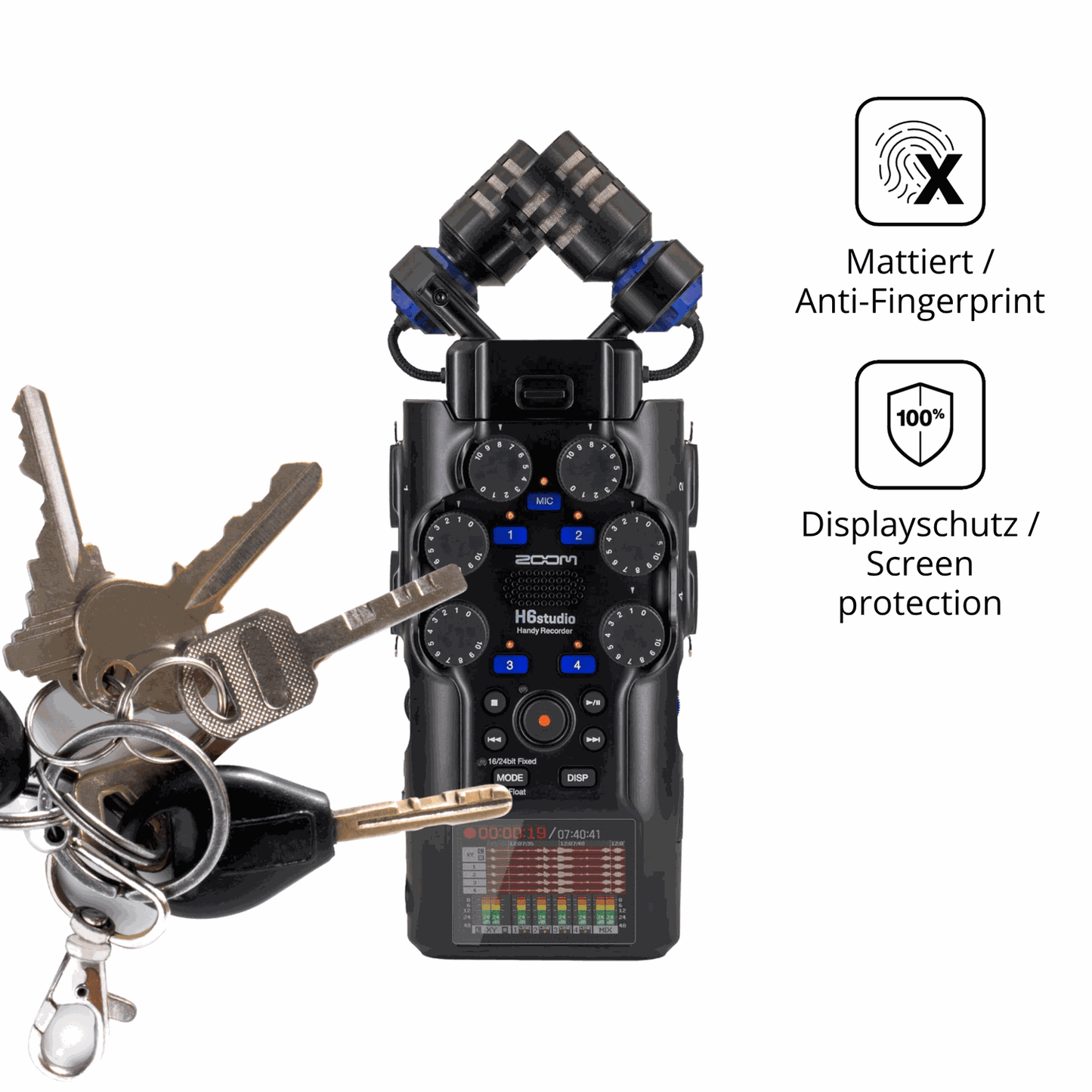 Blickschutzfolie für Zoom H6 studio matt Schutzfolie Privacy