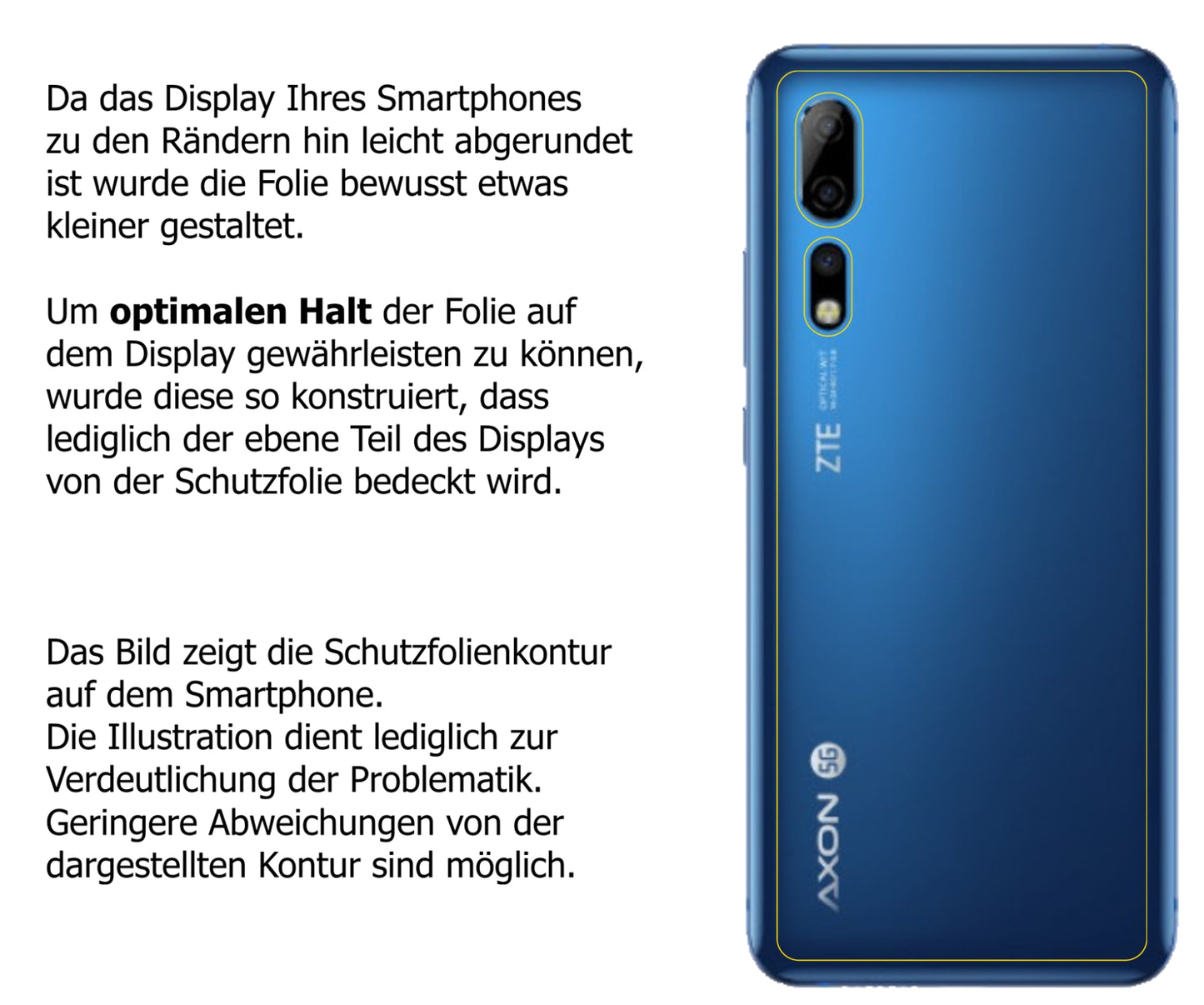 dipos Displayschutz für ZTE Axon 10s Pro Rückseite, transparente Oberfläche, perfekte Passform auch für die Rundungen