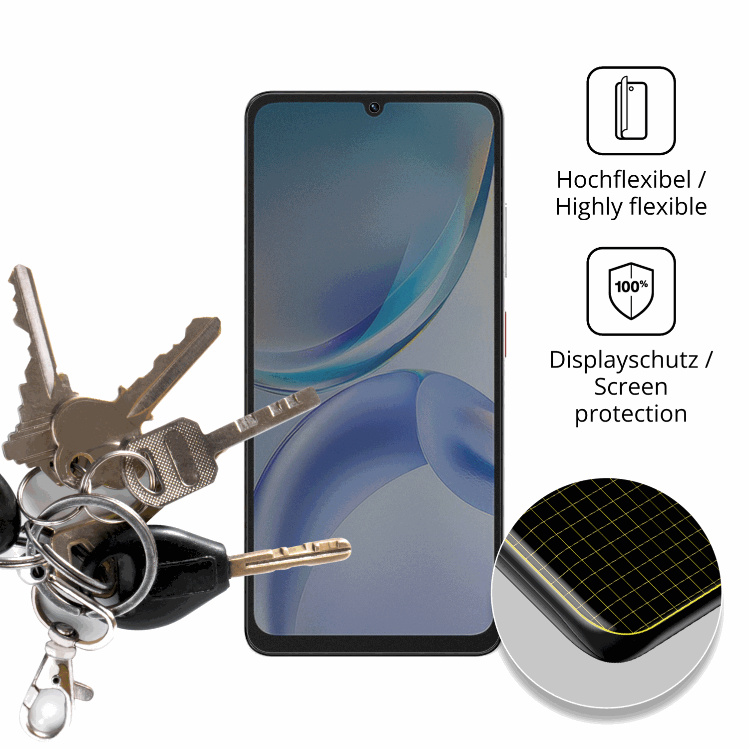dipos Displayschutz für ZTE Blade A36, mit Blickschutzfilter und perfekter Passform auch für die Rundungen