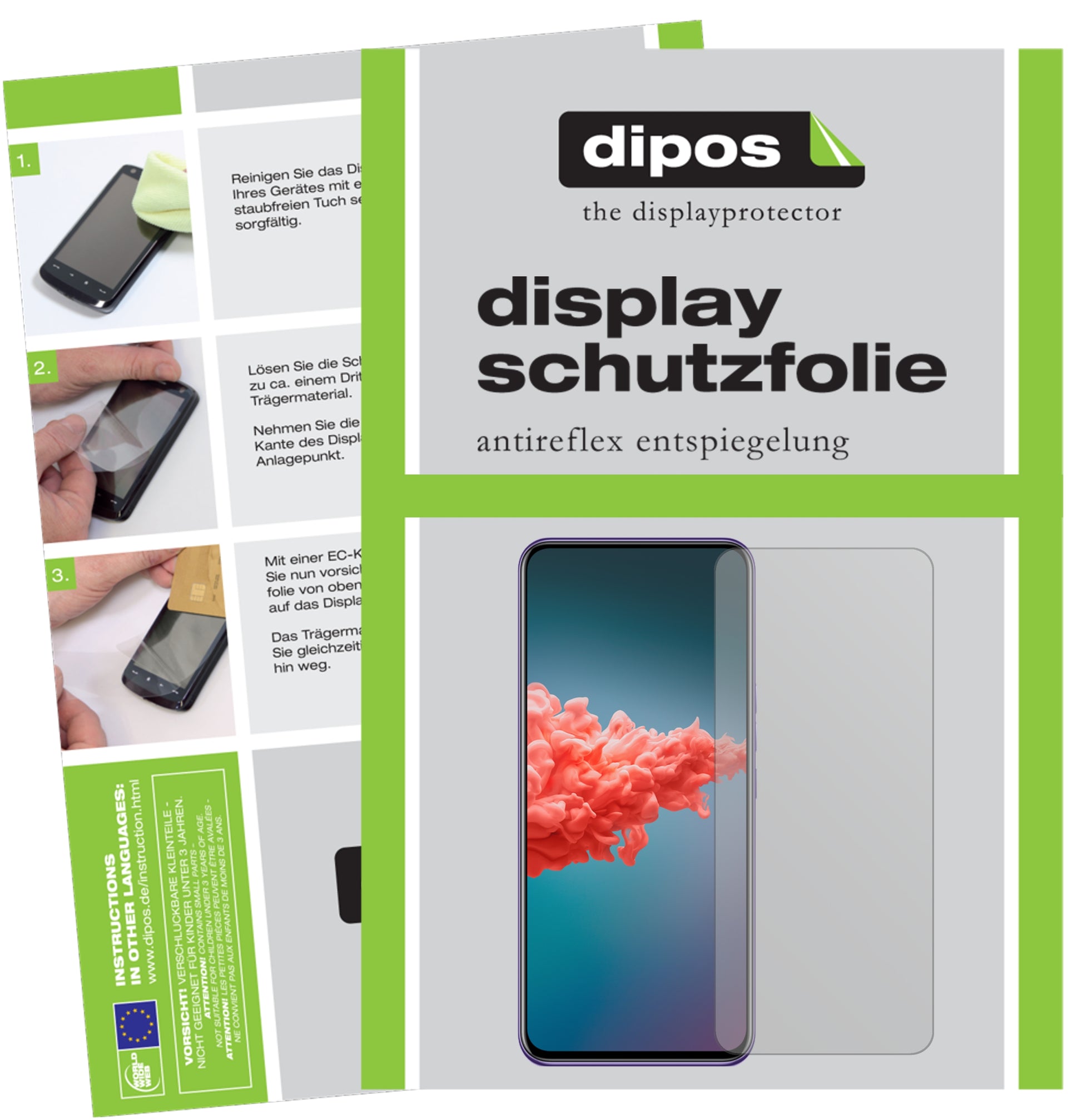 Matte Displayschutzfolie von dipos passend für ZTE A20 5G, präziser Zuschnitt und blasenfrei montiert