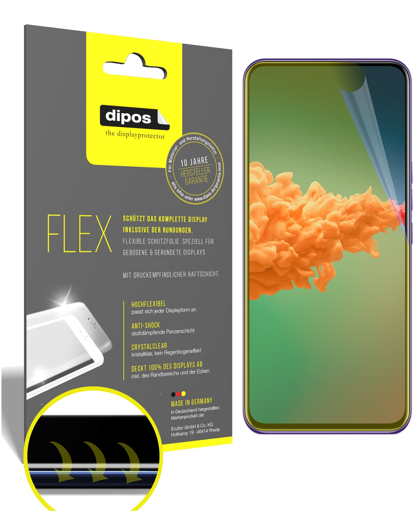 Klare Displayschutzfolie von dipos passend für ZTE A20 5G, 100% Displayabdeckung und blasenfreie Montage