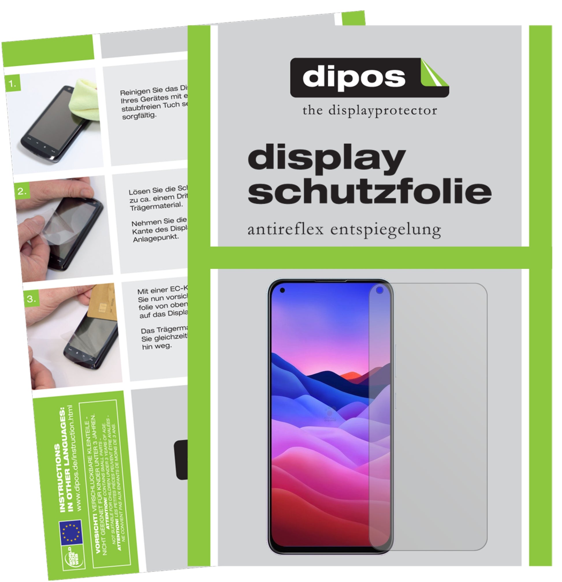 Matte Displayschutzfolie von dipos passend für ZTE Axon 11 SE, präziser Zuschnitt und blasenfrei montiert