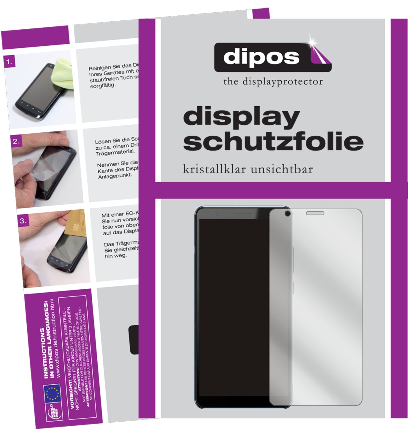 Klare Displayschutzfolie von dipos passend für ZTE Blade A31 Plus, präziser Zuschnitt und blasenfrei montiert