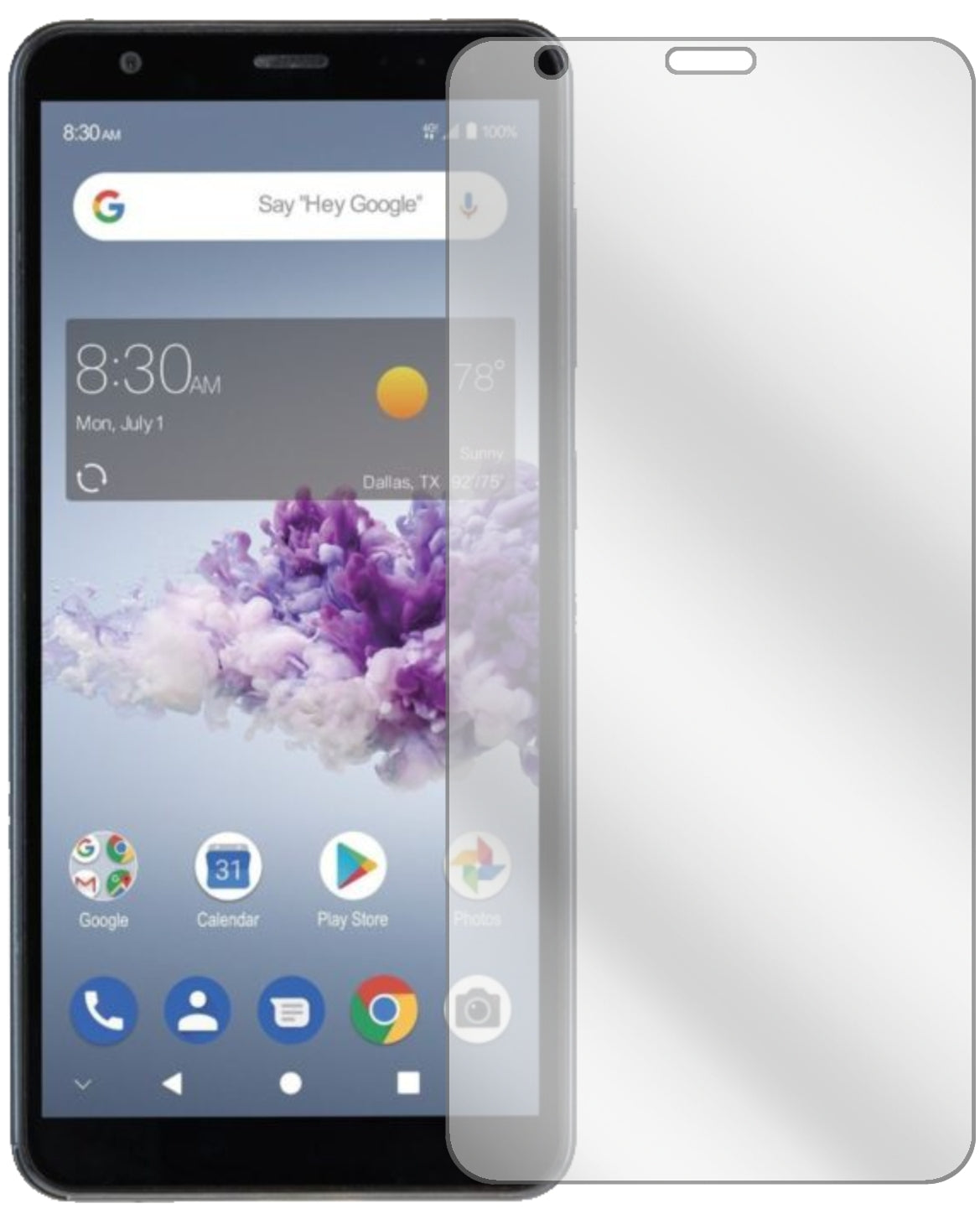 ZTEBlade A3 Prime mit aufgebrachter dipos Displayschutzfolie, glasklare Darstellung ohne Einschränkungen