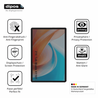Privatsphäre-Schutz durch Sichtschutz-Folie passend zugeschnitten für ZTE Blade X1101