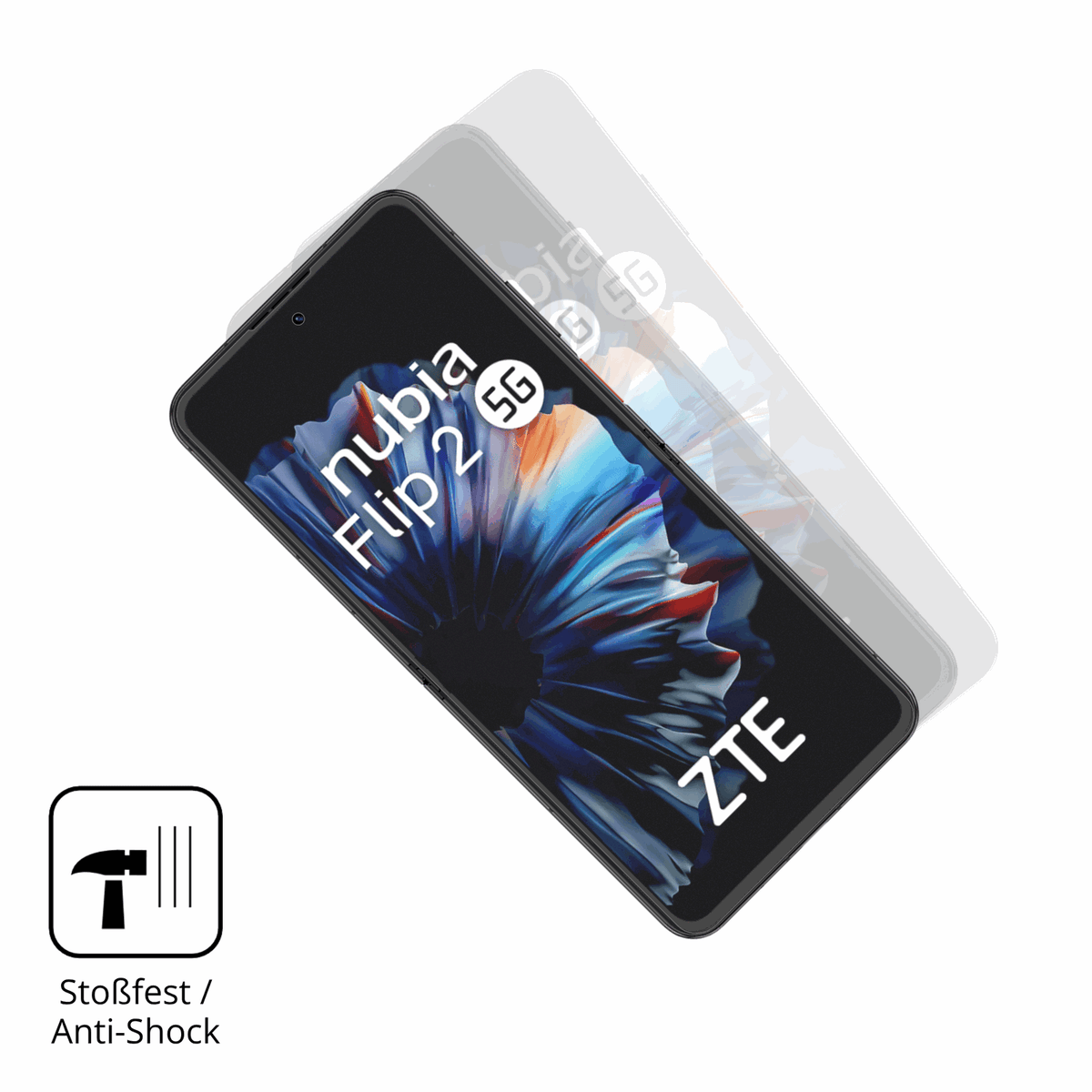 Schutz gegen Kratzer auf dem ZTE Nubia Flip 2 5G Glas durch Schlüssel, Stöße gegen die Tischkante oder Stürze