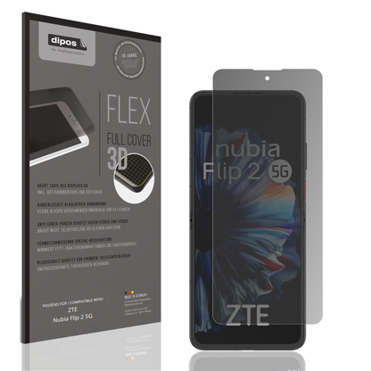 Blickschutzfolie von dipos passend für ZTE Nubia Flip 2 5G, 100% Displayabdeckung und blasenfreie Montage