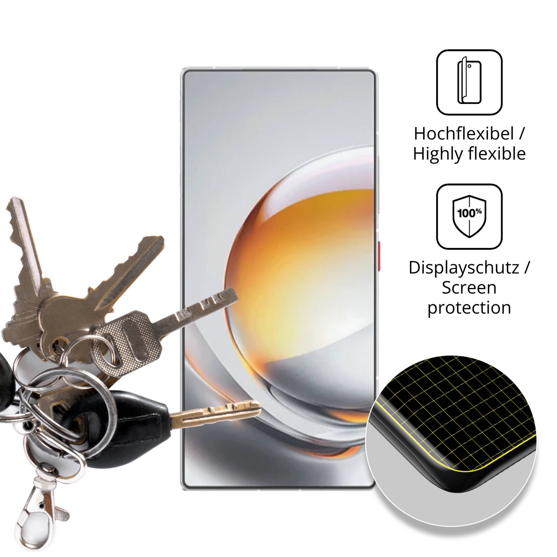 dipos Displayschutz für ztenubia z80 ultra, transparente Oberfläche, perfekte Passform auch für die Rundungen