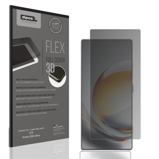 Blickschutzfolie von dipos passend für ztenubia z80 ultra, 100% Displayabdeckung und blasenfreie Montage